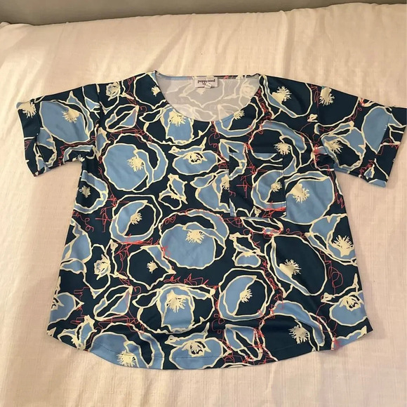 Poppyseed Floral Top TShirt Short Sleeve Small - Picture 1 of 4